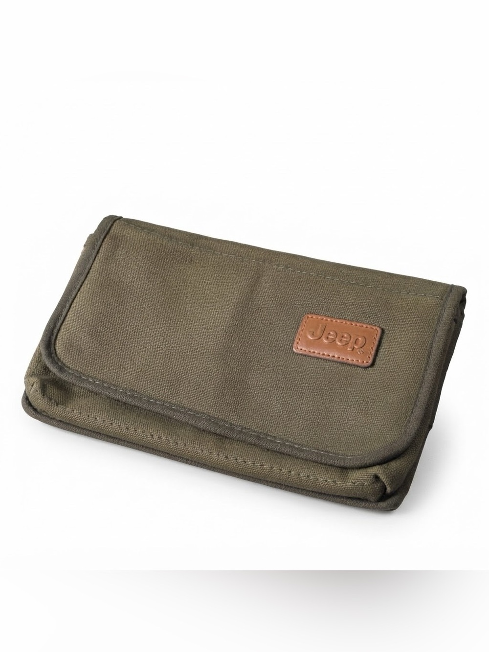 Vintage Jeep Olive Green Canvas Travel Wallet Clutch Organizer Bag
